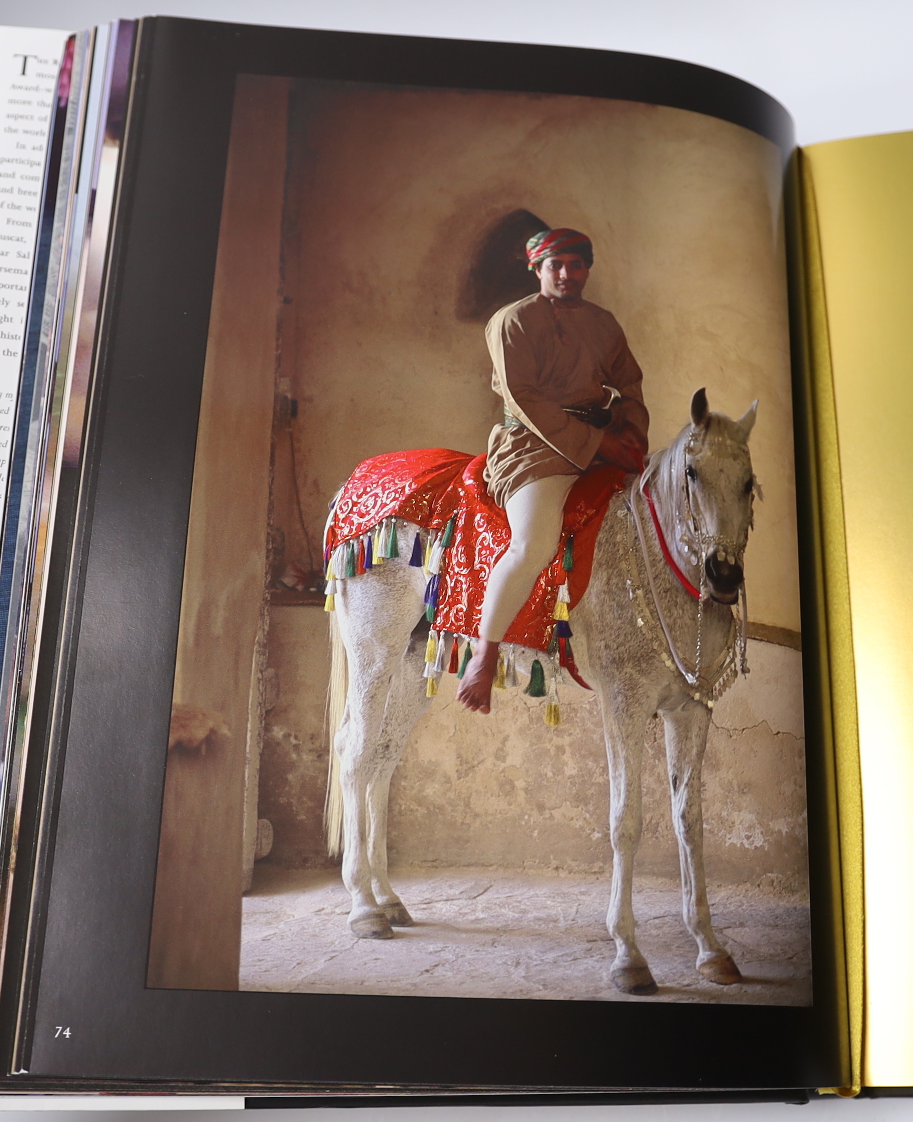Dallal, Henry - Desert Pageantry: The Royal Cavalry of Oman, signed, folio, black pictorial boards gilt, in d/j, with original box, 2012, Note: Gold medal winner for the most outstanding design of the year, at the Indepe